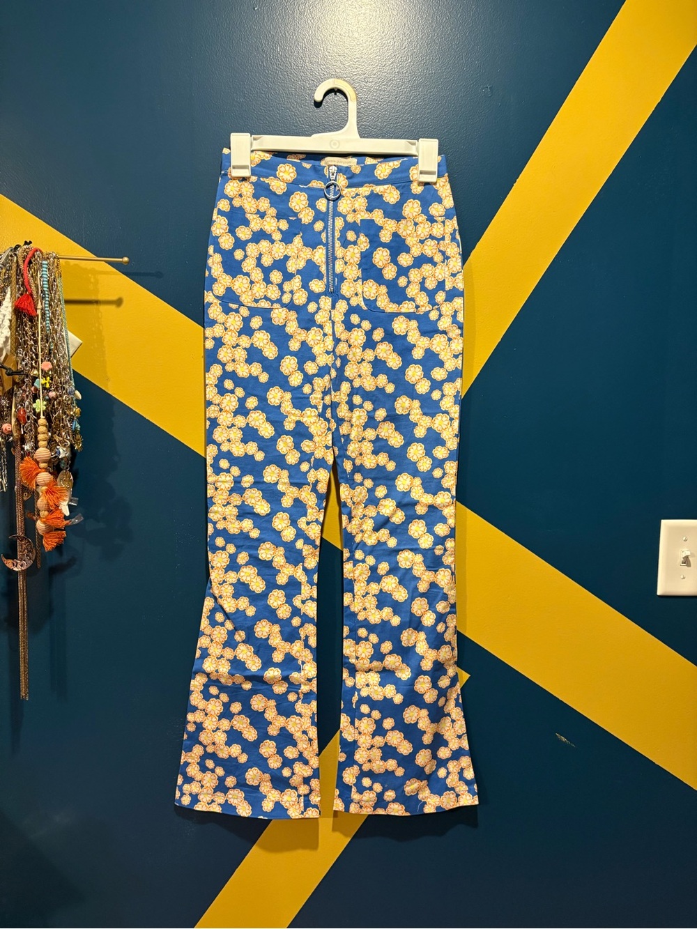 Urban Outfitters Blue & Orange Floral Kick Flare Pants NWOT
